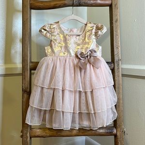 Bonnie Baby Gold and Pink Tulle Formal Style Dress